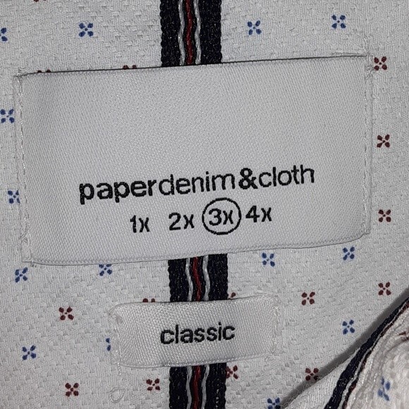Paper Denim & Cotton 3XL White Print Button Down Shirt - Picture 3 of 8